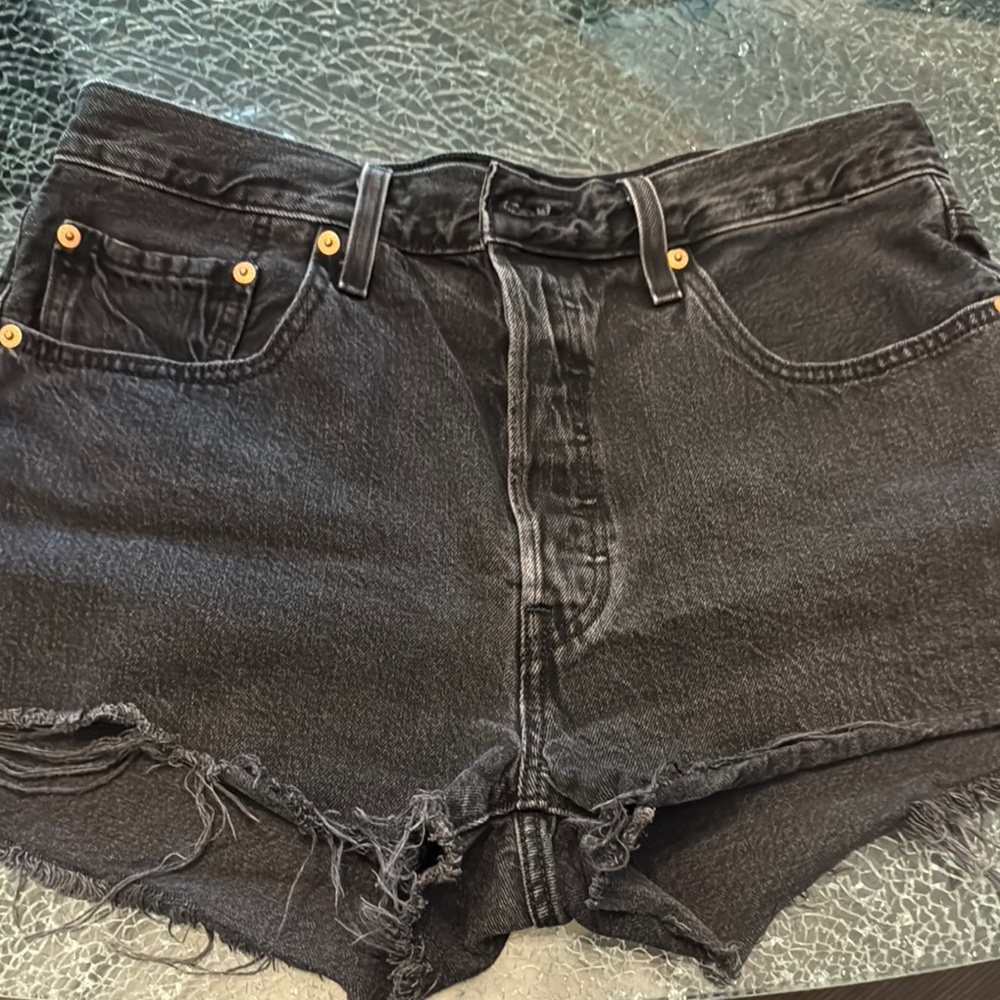 Levi's Black Jean Shorts Distressed Cut-Off Style